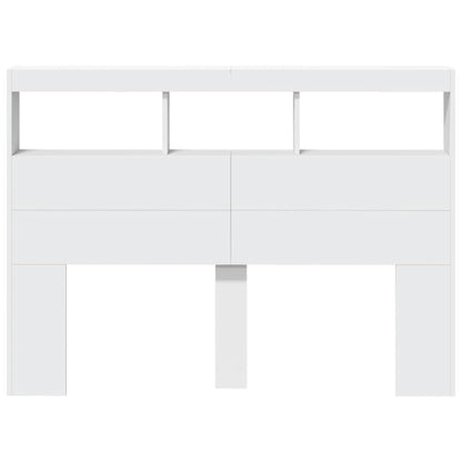 Hoofdbordkast met LED-verlichting 140x17x102 cm wit