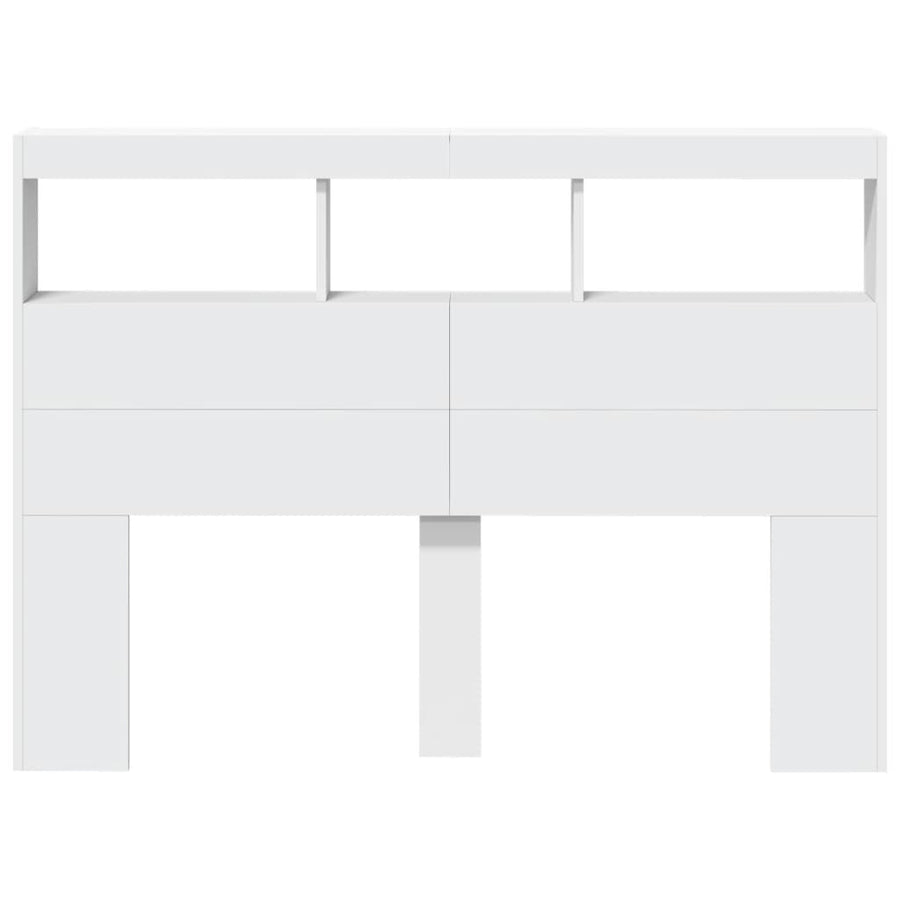 Hoofdbordkast met LED-verlichting 140x17x102 cm wit