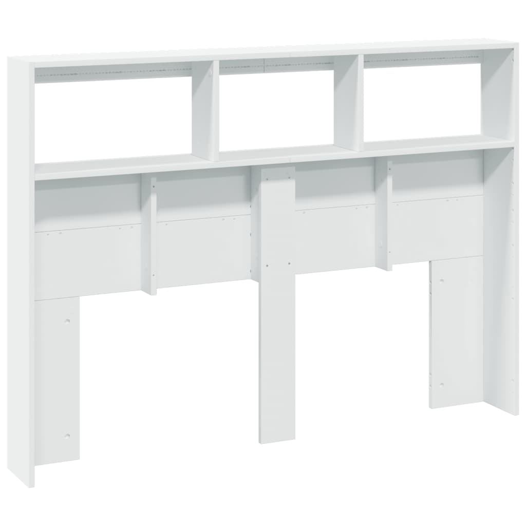 Hoofdbordkast met LED-verlichting 140x17x102 cm wit