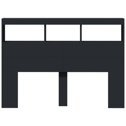 Hoofdbordkast met LED-verlichting 140x17x102 cm zwart