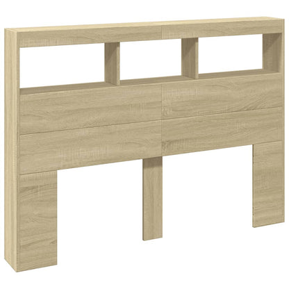 Hoofdbordkast met LED-verlichting 140x17x102 cm sonoma eiken