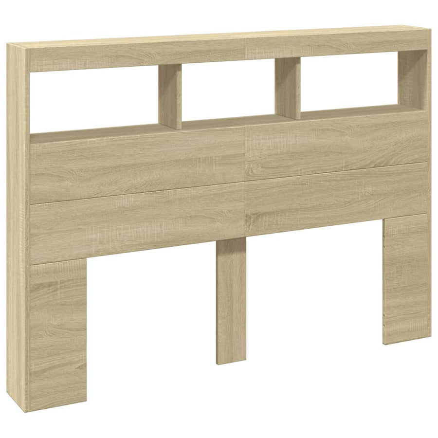 Hoofdbordkast met LED-verlichting 140x17x102 cm sonoma eiken