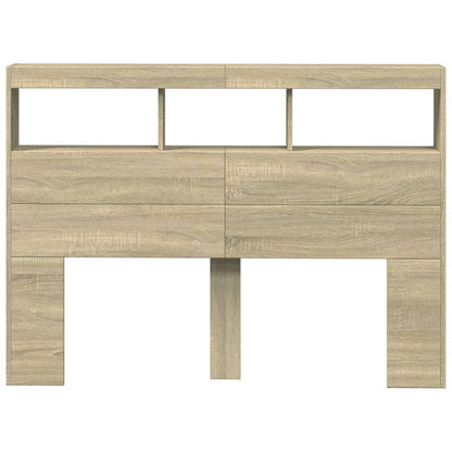 Hoofdbordkast met LED-verlichting 140x17x102 cm sonoma eiken