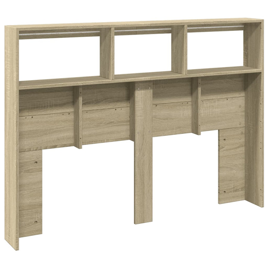 Hoofdbordkast met LED-verlichting 140x17x102 cm sonoma eiken