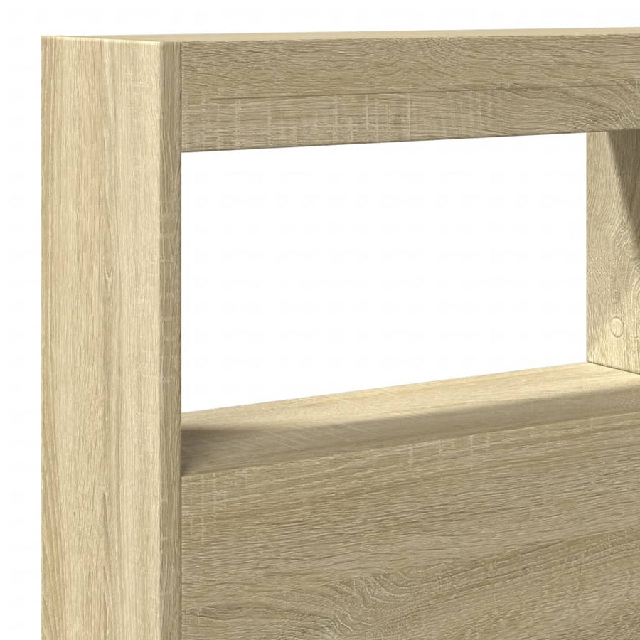 Hoofdbordkast met LED-verlichting 140x17x102 cm sonoma eiken