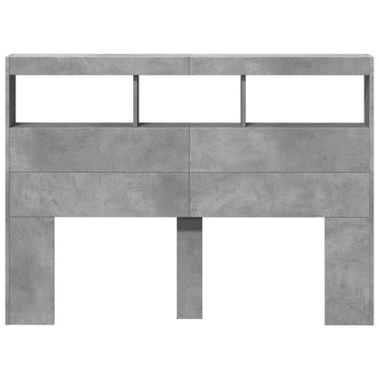 Hoofdbordkast met LED-verlichting 140x17x102 cm betongrijs