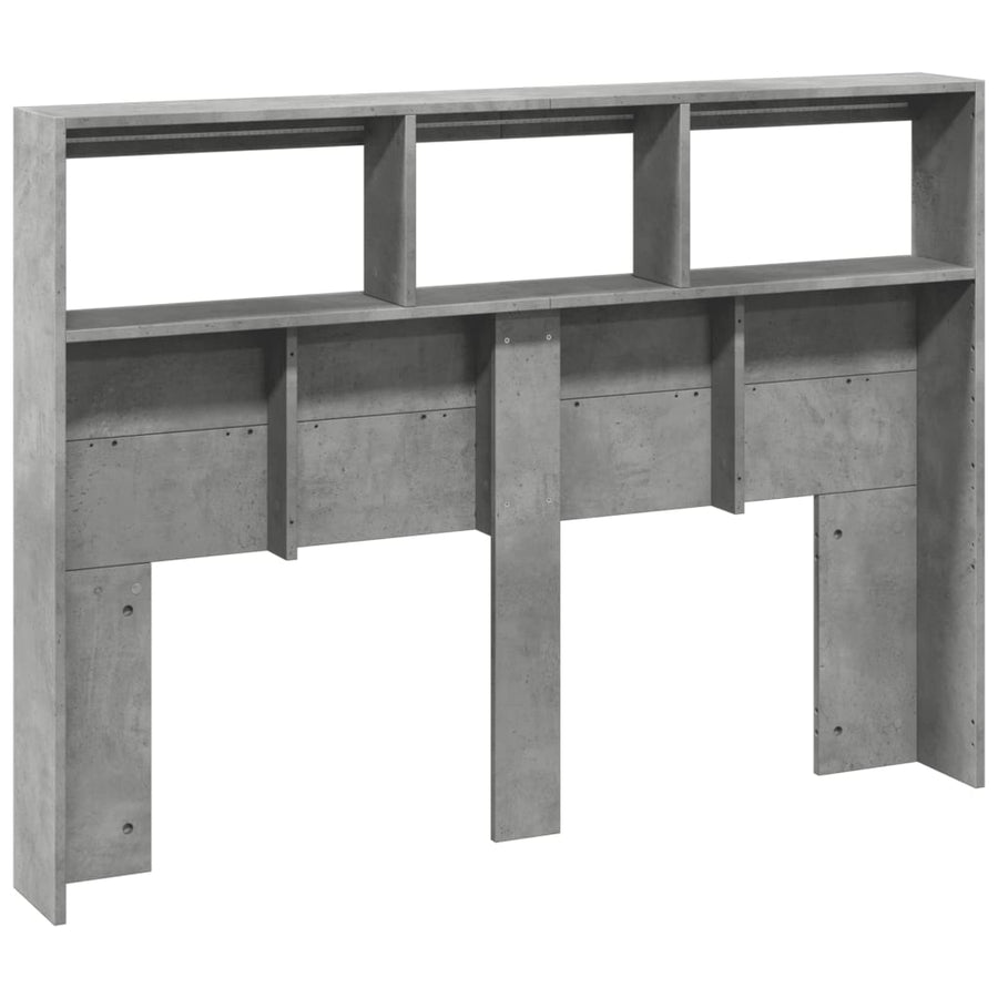 Hoofdbordkast met LED-verlichting 140x17x102 cm betongrijs