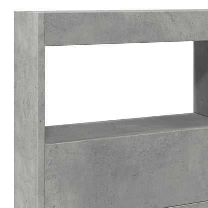 Hoofdbordkast met LED-verlichting 140x17x102 cm betongrijs