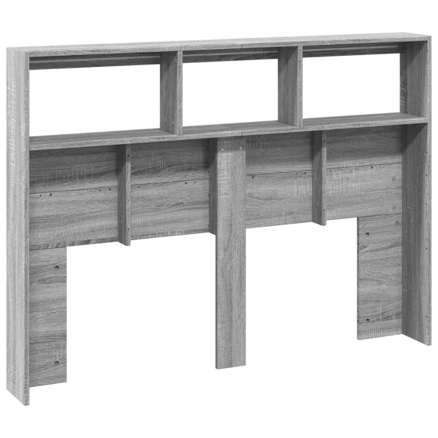 Hoofdbordkast met LED-verlichting 140x17x102 cm grijs sonoma