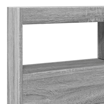 Hoofdbordkast met LED-verlichting 140x17x102 cm grijs sonoma