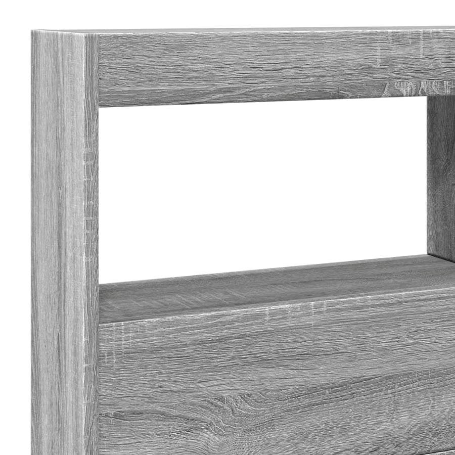 Hoofdbordkast met LED-verlichting 140x17x102 cm grijs sonoma