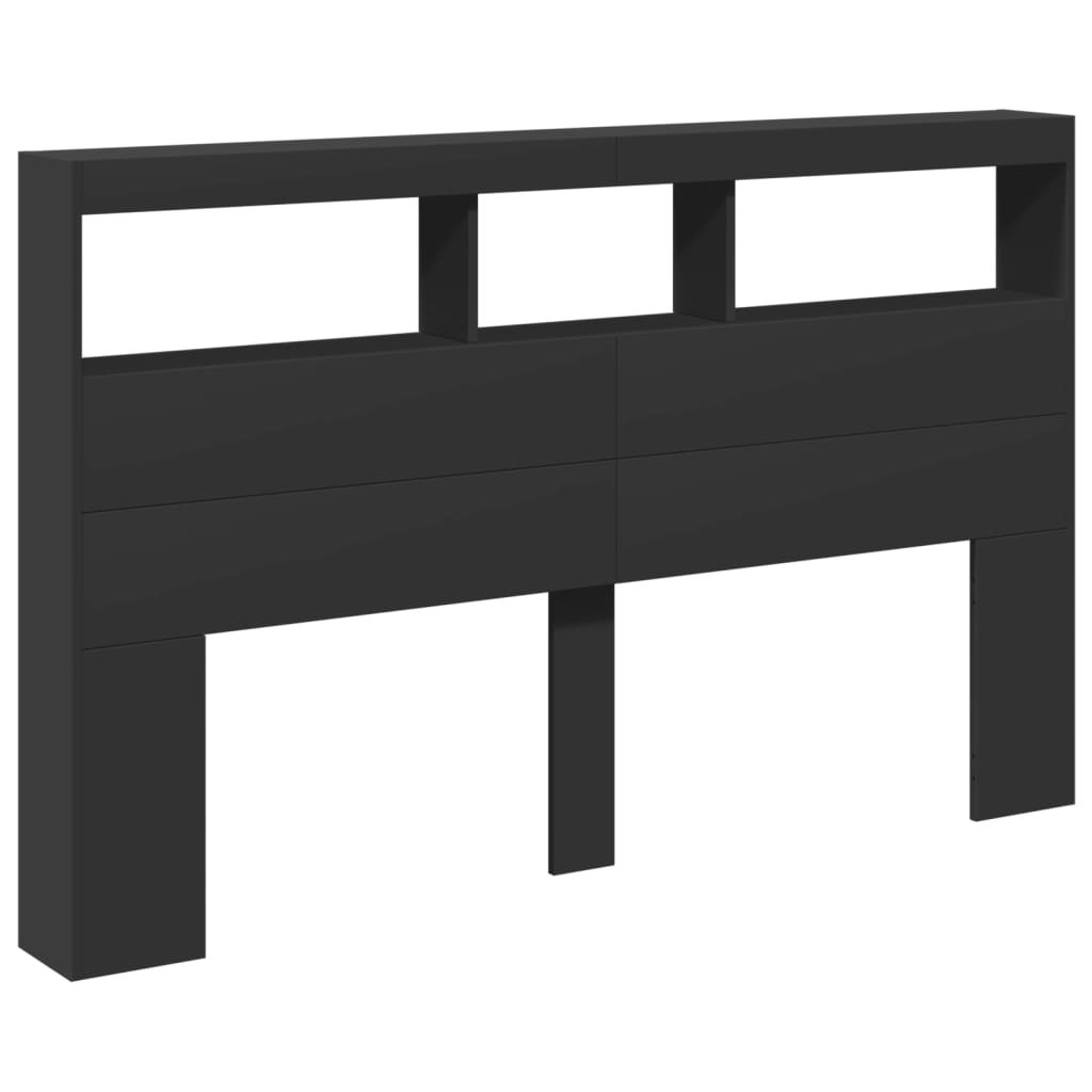 Hoofdbordkast met LED-verlichting 160x17x102 cm zwart