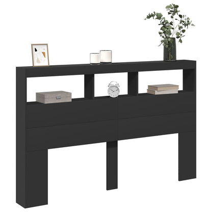 Hoofdbordkast met LED-verlichting 160x17x102 cm zwart