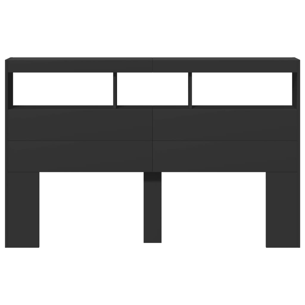 Hoofdbordkast met LED-verlichting 160x17x102 cm zwart
