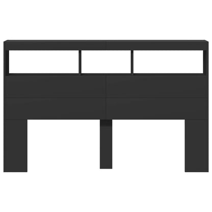 Hoofdbordkast met LED-verlichting 160x17x102 cm zwart