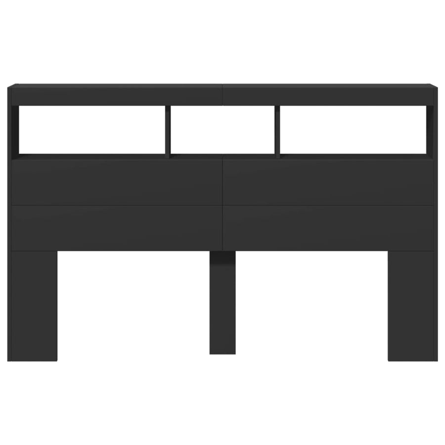 Hoofdbordkast met LED-verlichting 160x17x102 cm zwart