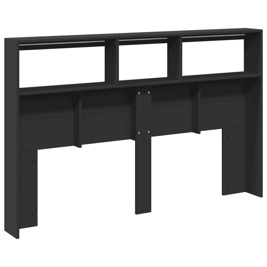 Hoofdbordkast met LED-verlichting 160x17x102 cm zwart
