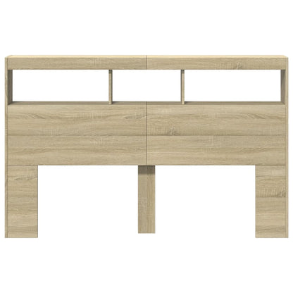 Hoofdbordkast met LED-verlichting 160x17x102 cm sonoma eiken