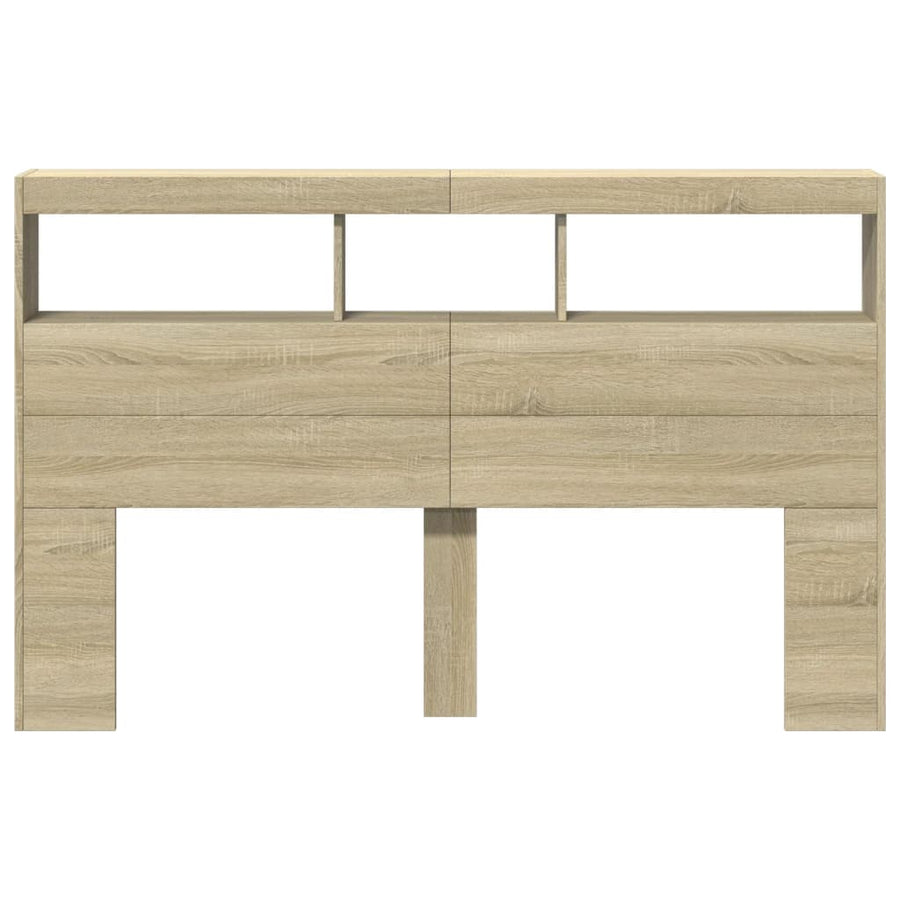 Hoofdbordkast met LED-verlichting 160x17x102 cm sonoma eiken