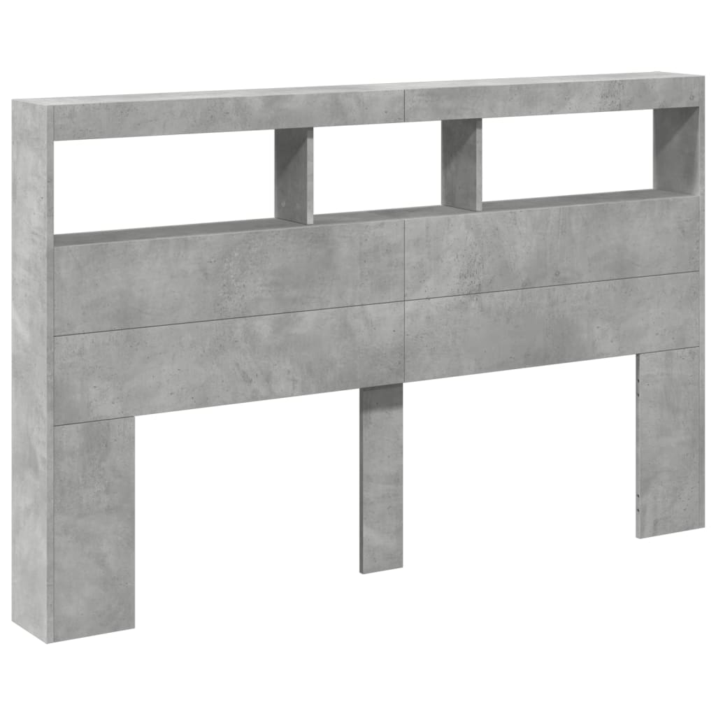 Hoofdbordkast met LED-verlichting 160x17x102 cm betongrijs