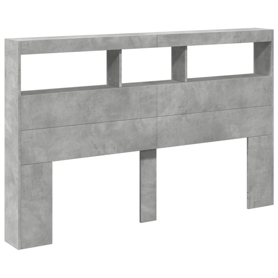 Hoofdbordkast met LED-verlichting 160x17x102 cm betongrijs