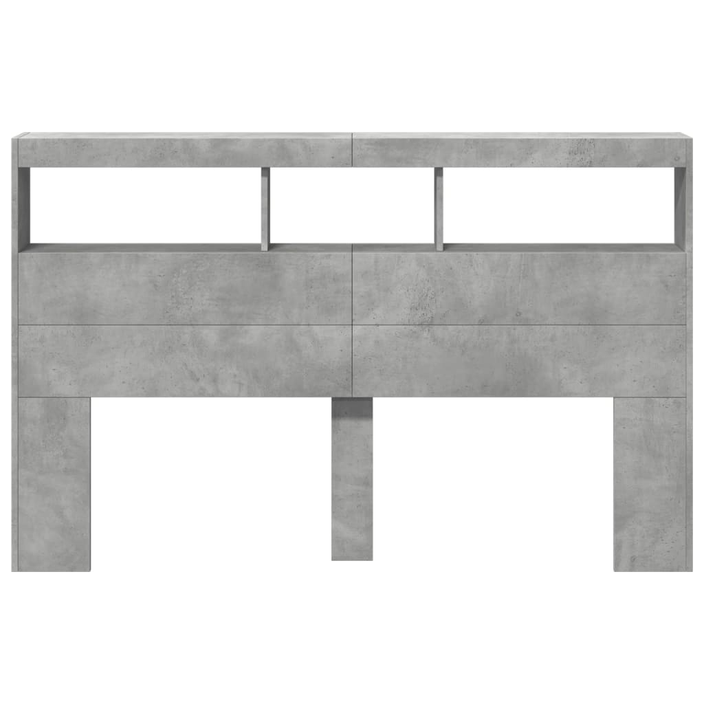 Hoofdbordkast met LED-verlichting 160x17x102 cm betongrijs