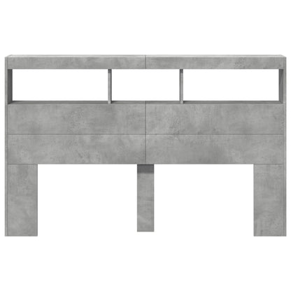 Hoofdbordkast met LED-verlichting 160x17x102 cm betongrijs