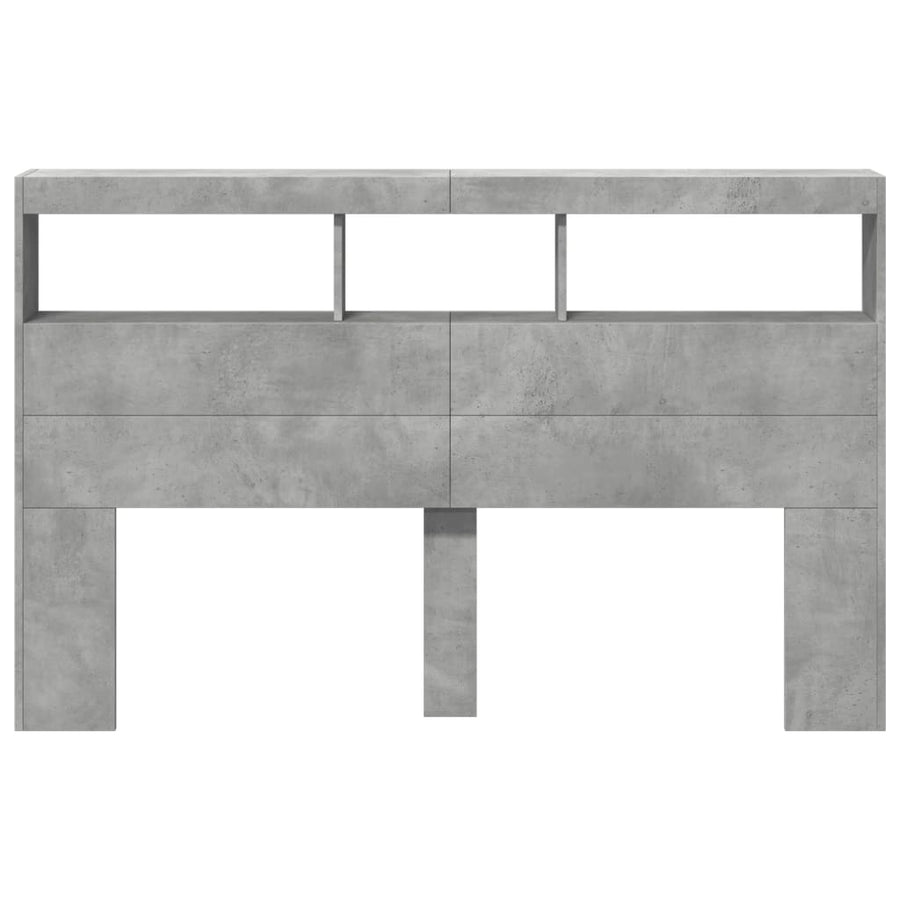 Hoofdbordkast met LED-verlichting 160x17x102 cm betongrijs