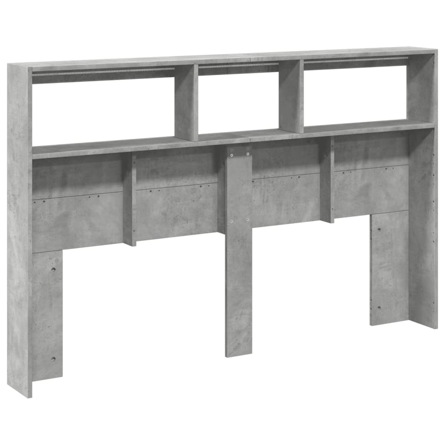 Hoofdbordkast met LED-verlichting 160x17x102 cm betongrijs