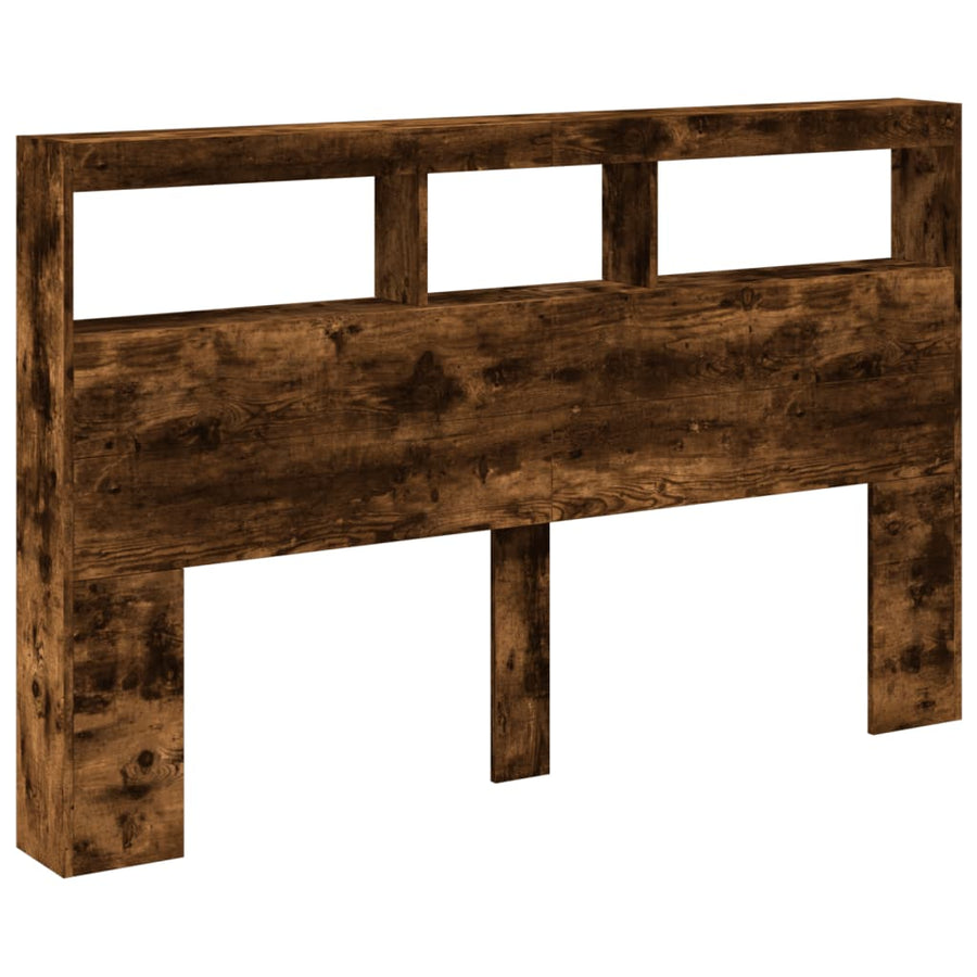 Hoofdbordkast met LED-verlichting 160x17x102 cm gerookt eiken