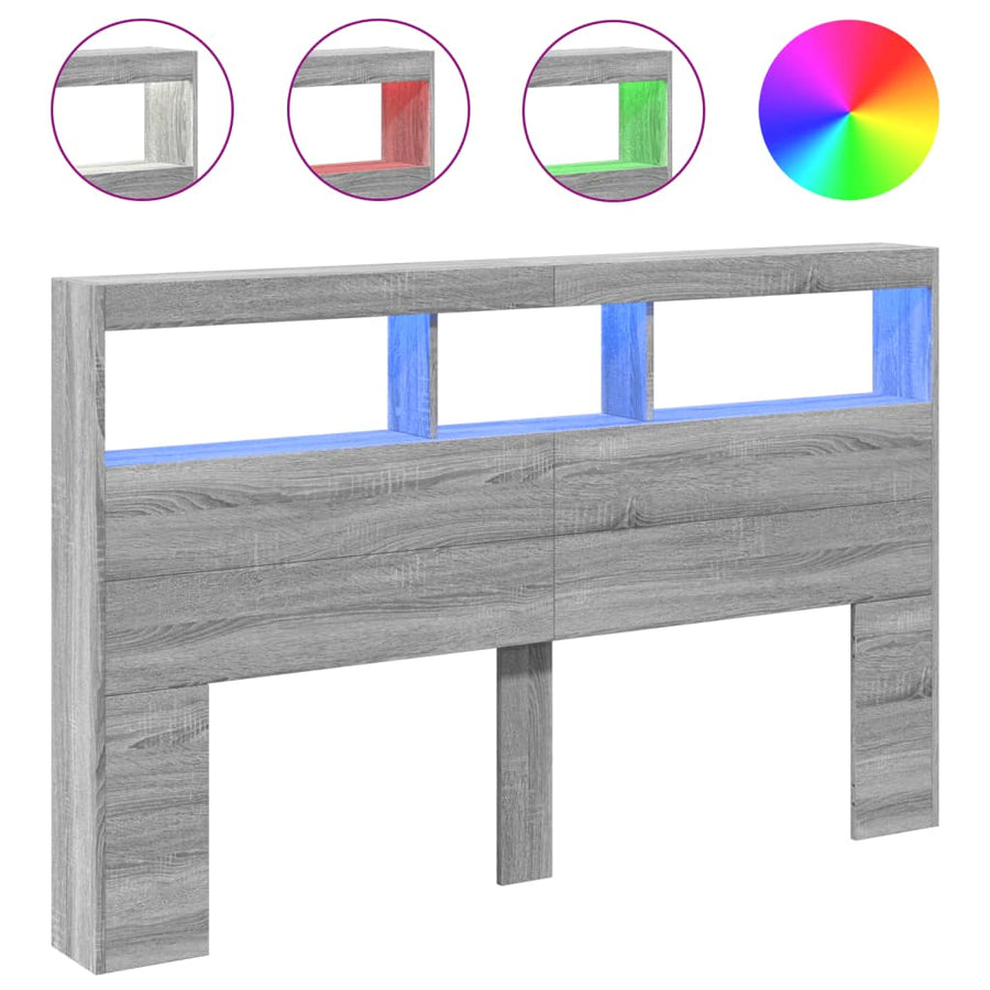 Hoofdbordkast Met Led-Verlichting 160 x 17 x 102 cm
