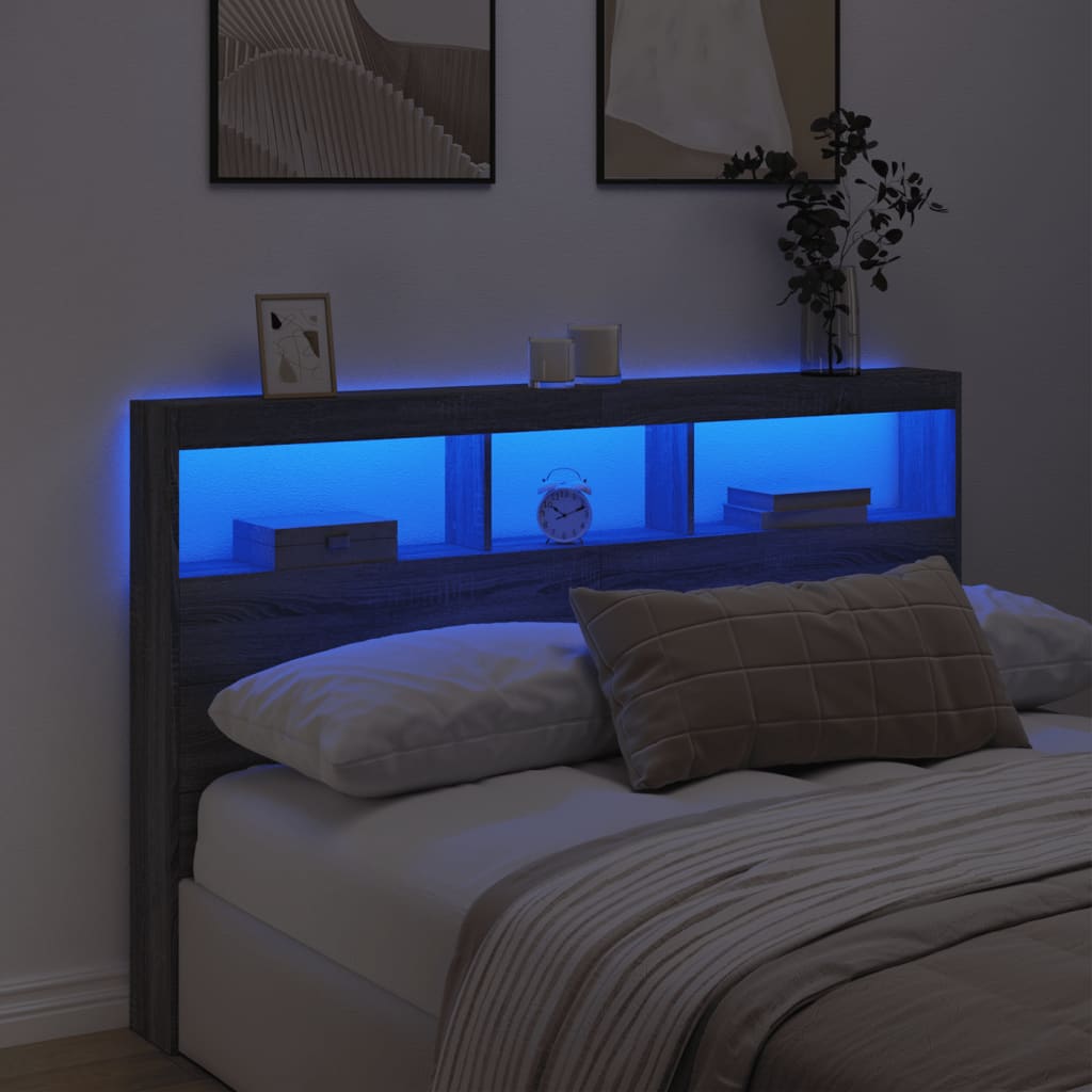 Hoofdbordkast Met Led-Verlichting 160 x 17 x 102 cm