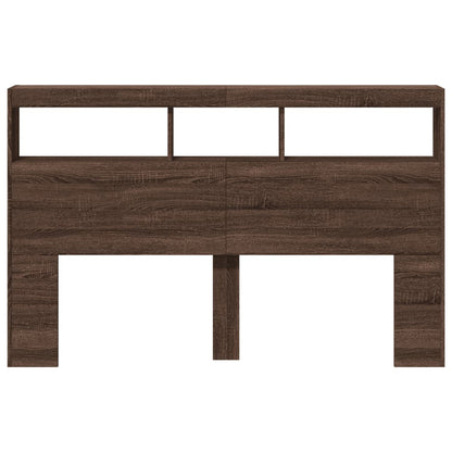 Hoofdbordkast met LED-verlichting 160x17x102 cm bruin eiken