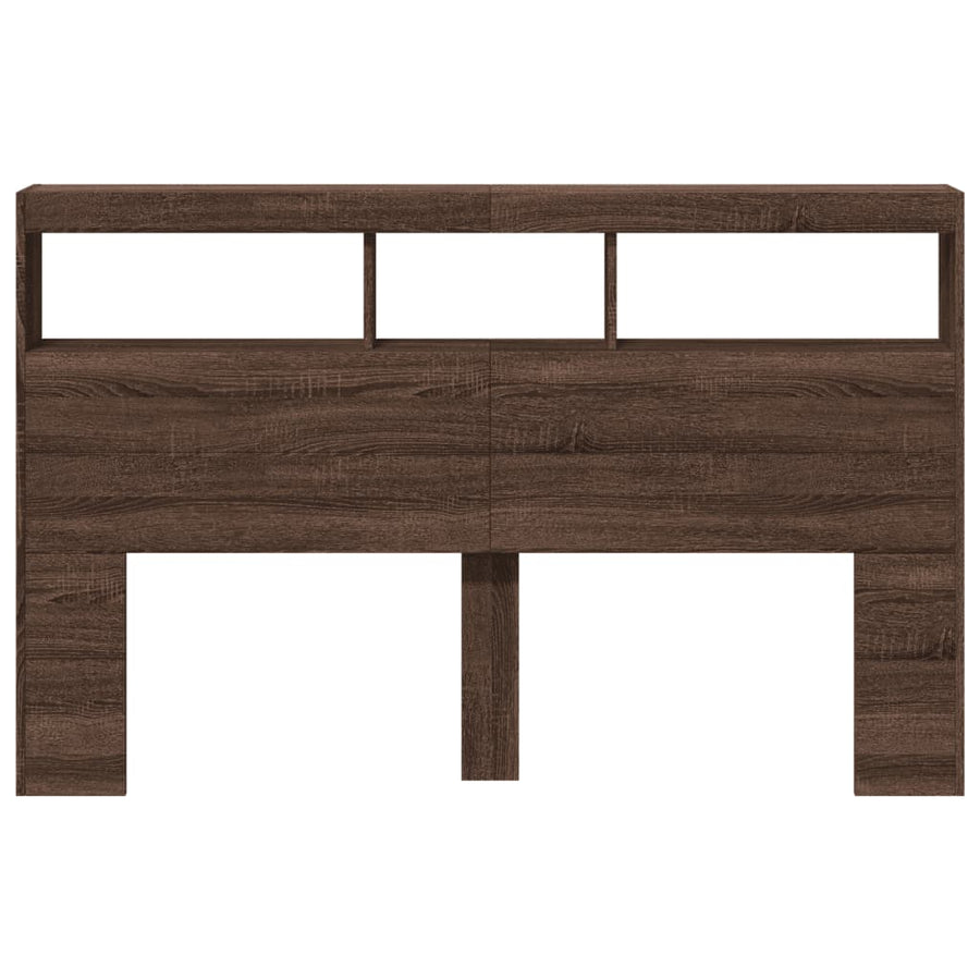 Hoofdbordkast met LED-verlichting 160x17x102 cm bruin eiken