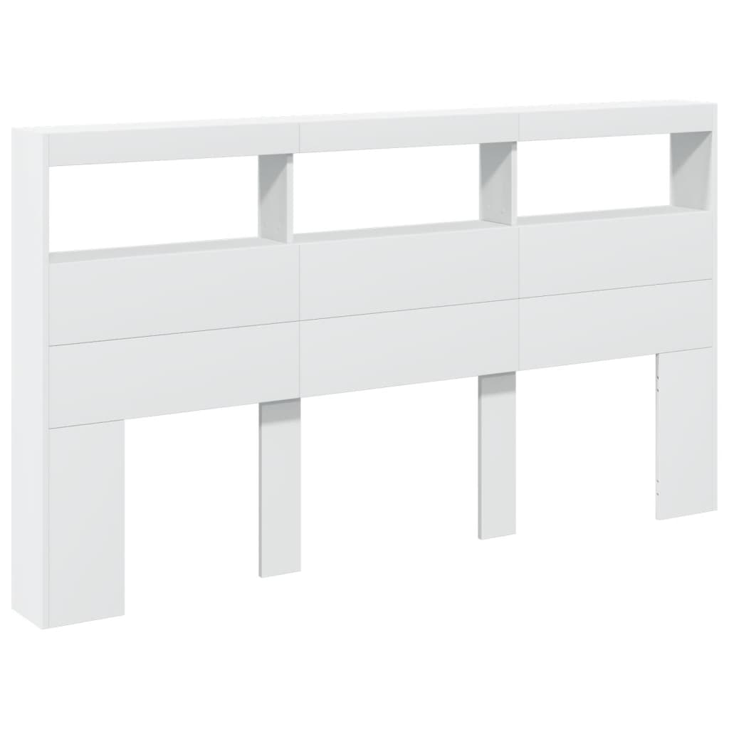 Hoofdbordkast met LED-verlichting 180x17x102 cm wit