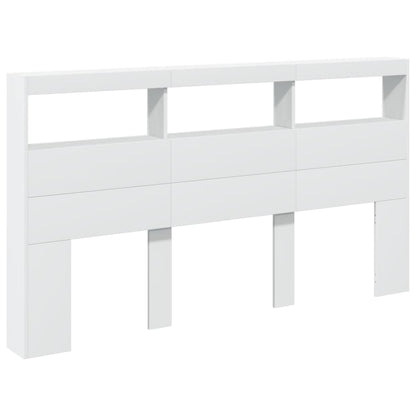 Hoofdbordkast met LED-verlichting 180x17x102 cm wit