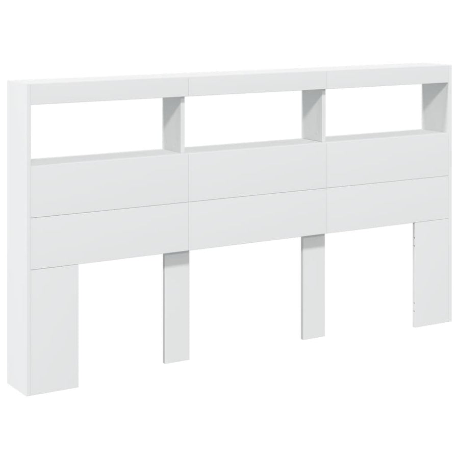 Hoofdbordkast met LED-verlichting 180x17x102 cm wit