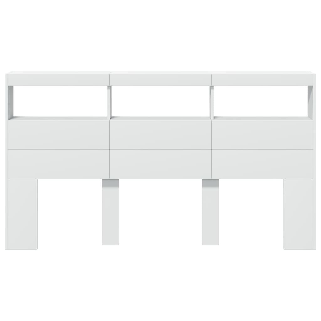 Hoofdbordkast met LED-verlichting 180x17x102 cm wit