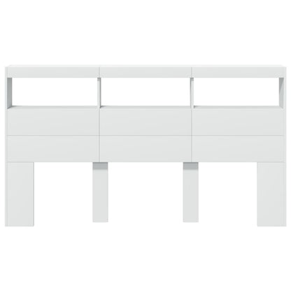 Hoofdbordkast met LED-verlichting 180x17x102 cm wit