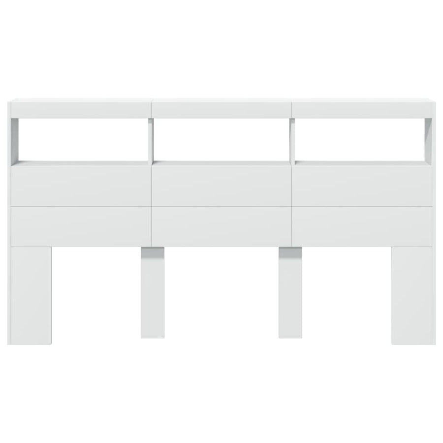 Hoofdbordkast met LED-verlichting 180x17x102 cm wit