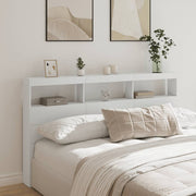 Hoofdbordkast 180x17x102 cm wit met LED