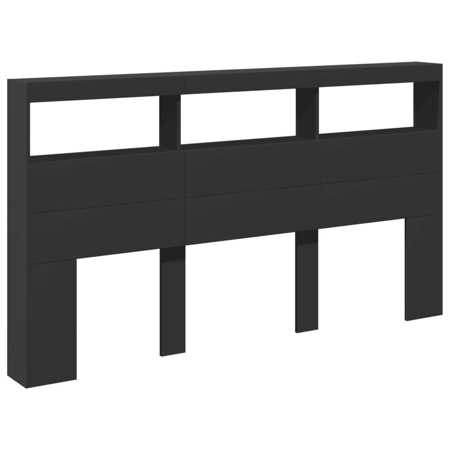 Hoofdbordkast met LED-verlichting 180x17x102 cm zwart