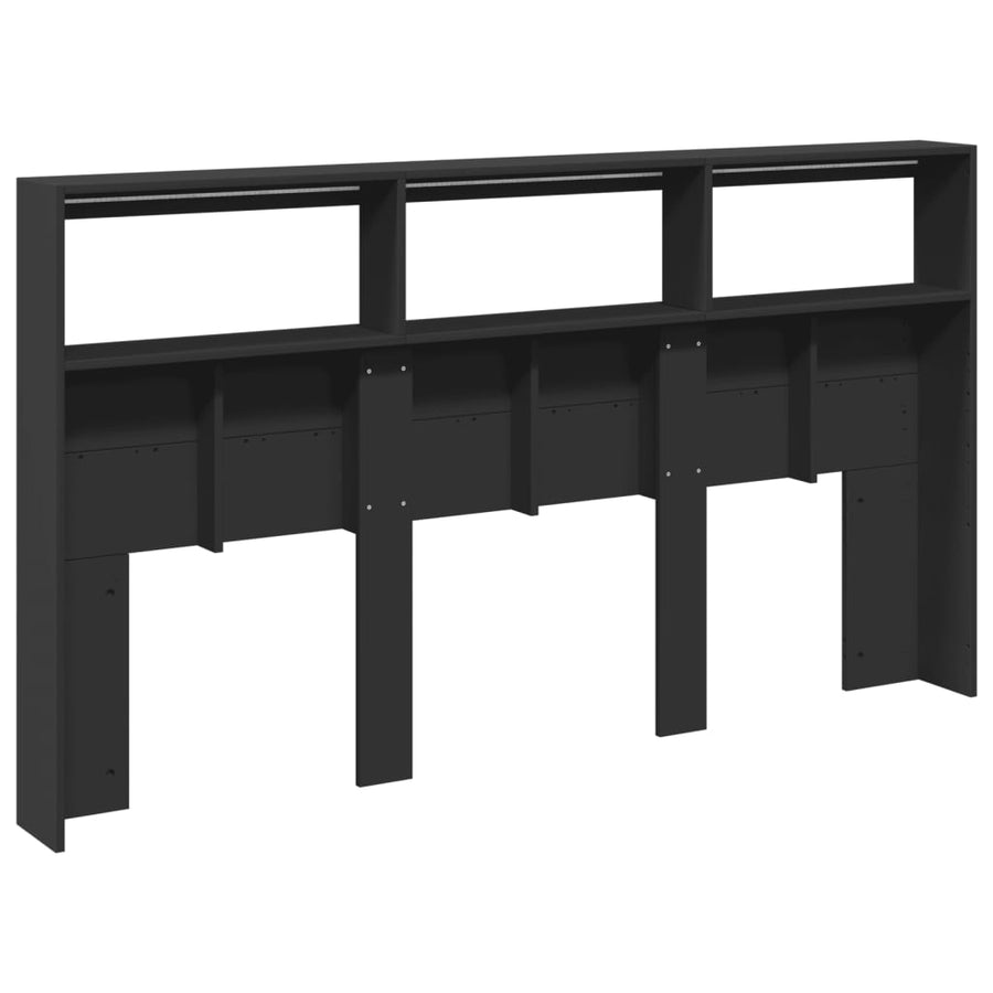 Hoofdbordkast met LED-verlichting 180x17x102 cm zwart