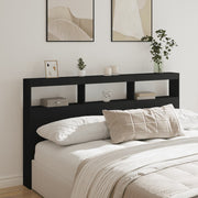 Hoofdbordkast 180x17x102 cm zwart met LED