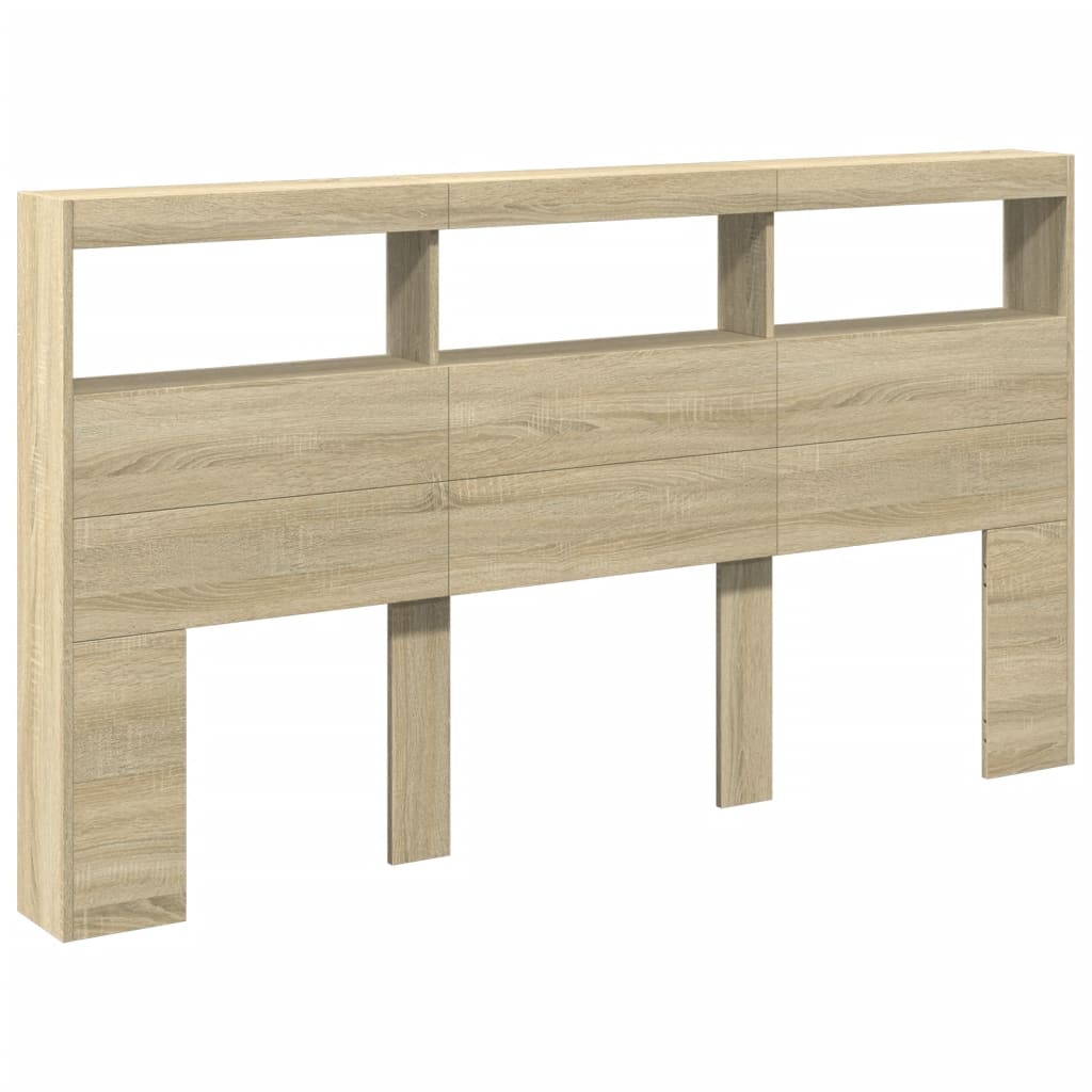 Hoofdbordkast met LED-verlichting 180x17x102 cm sonoma eiken