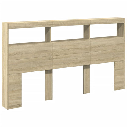 Hoofdbordkast met LED-verlichting 180x17x102 cm sonoma eiken