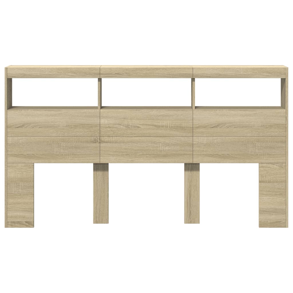 Hoofdbordkast met LED-verlichting 180x17x102 cm sonoma eiken