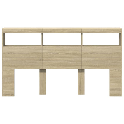 Hoofdbordkast met LED-verlichting 180x17x102 cm sonoma eiken