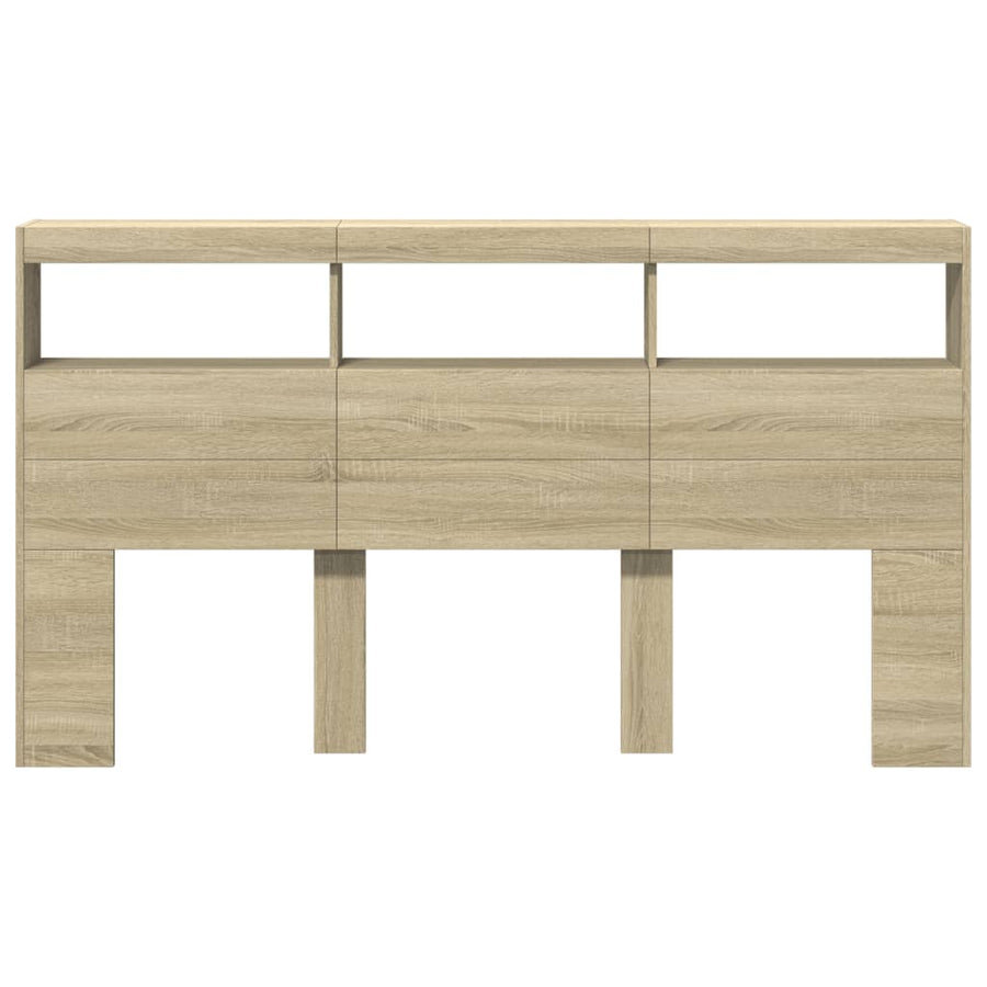 Hoofdbordkast met LED-verlichting 180x17x102 cm sonoma eiken