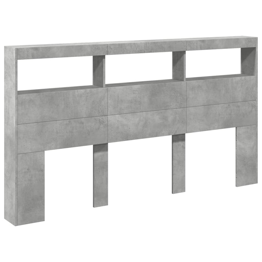 Hoofdbordkast met LED-verlichting 180x17x102 cm betongrijs